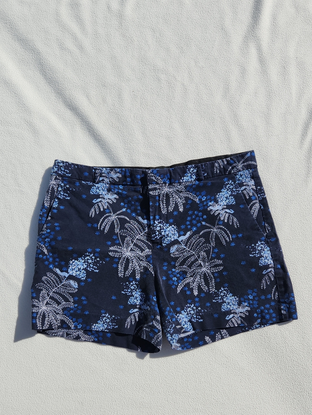 Banana Republic Navy Blue Tropical Palm Floral Print Shorts Size 14